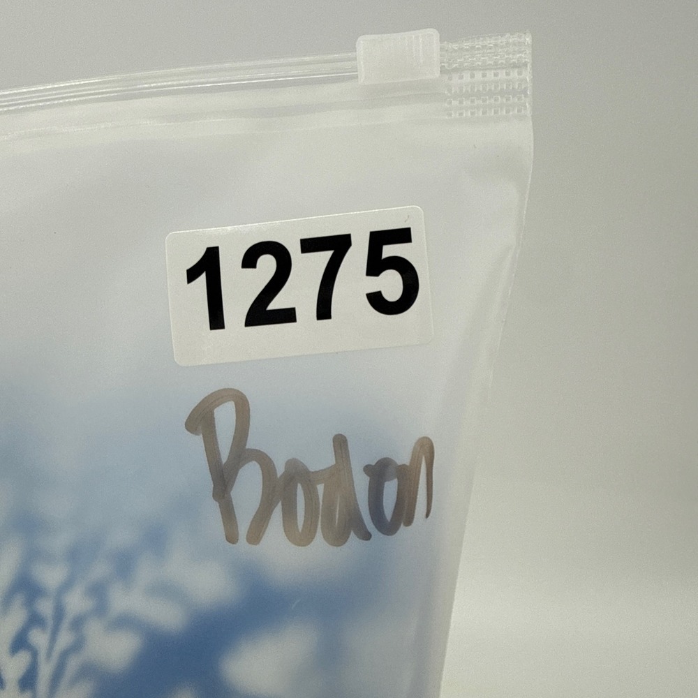 Boden Naomi Short Jersey Dress 10R Blue Botanical Flourish Mono Print Pockets - Picture 9 of 9